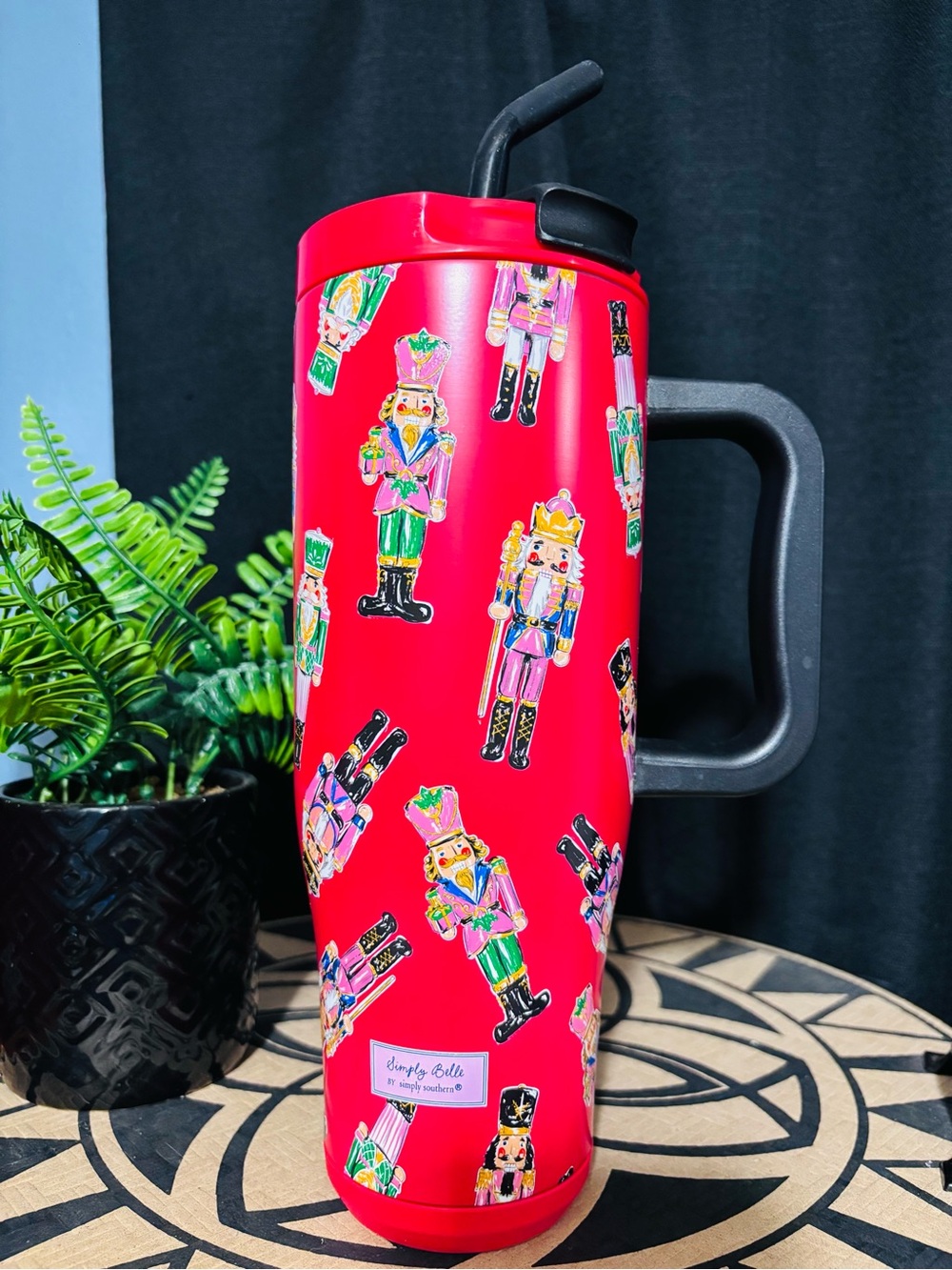 40oz Simply Belle Red Nutcracker Travel Tumbler with Handle